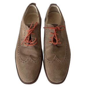 Ecco Size US 12-12.5 (EU 46) Men Tan Suede Lace Up Wingtip Preppy Academia Shoes